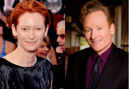 Tilda Swinton and Conan OBrien